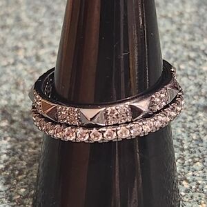 RBP7719 Meant To Be Mine Bands Size 9 Hematite Plated with Diamond CZ NWT